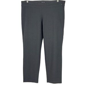 Eileen Fisher Petite Large PL Straight Leg Charcoal Gray Stretch Pant Women EUC
